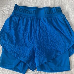 Lululemon Athletica Blue Logo Waistband Shorts